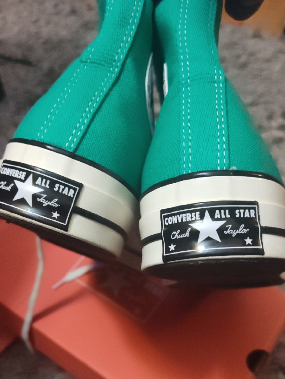 Converse High Top Sneakers in Teal Green with White Accents - Picture 3 of 6